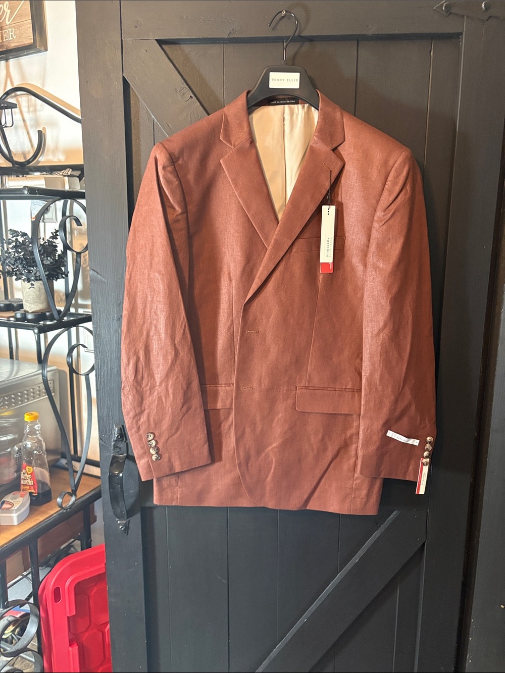 Perry Ellis Men's Copper-Brown Single-Breasted Sport Coat